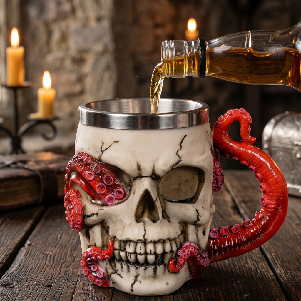 Jarra Medieval Kraken en Cráneo