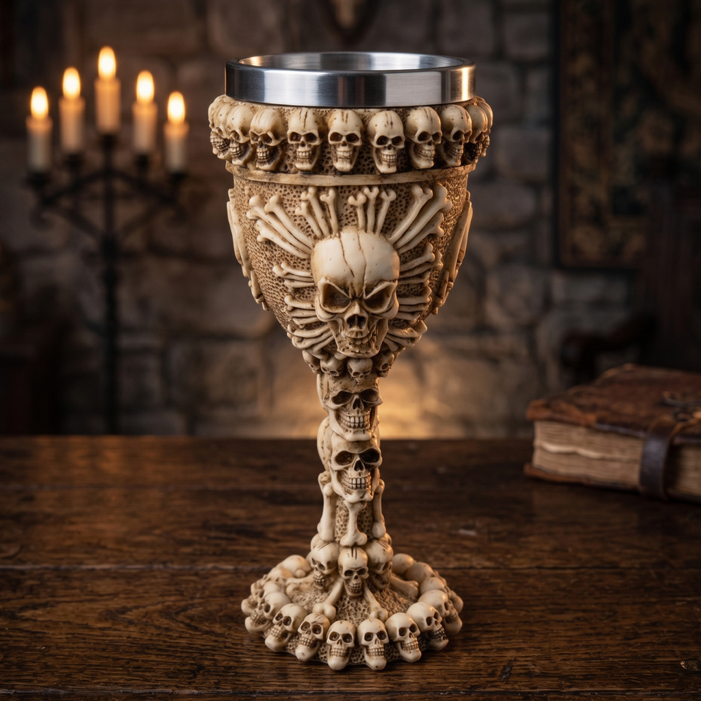Copa Medieval Cráneo Santo Blanco