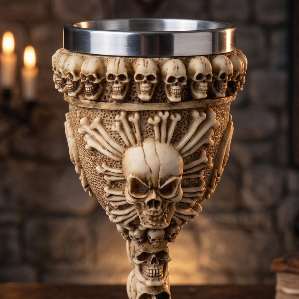 Copa Medieval Cráneo Santo Blanco