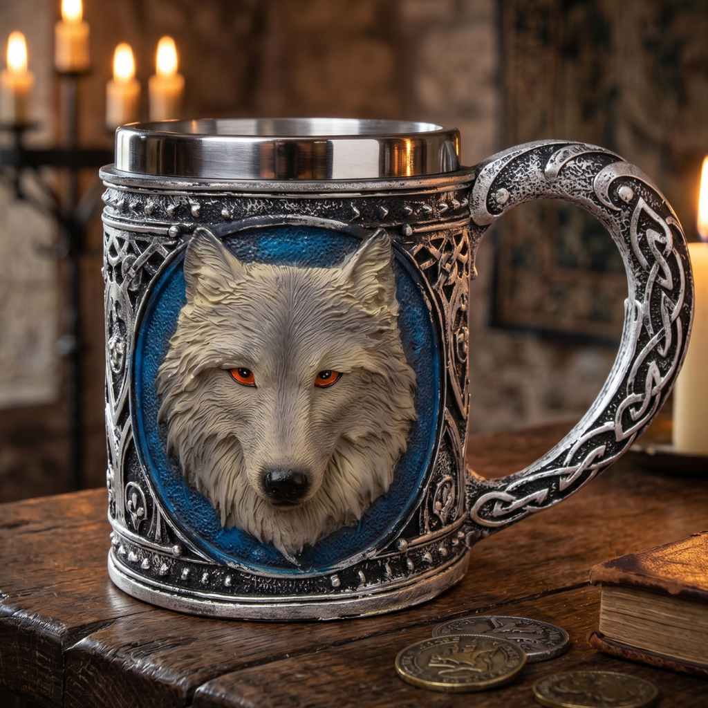 Jarra Medieval Lobo Plateado