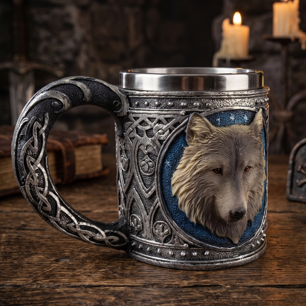 Jarra Medieval Lobo Plateado